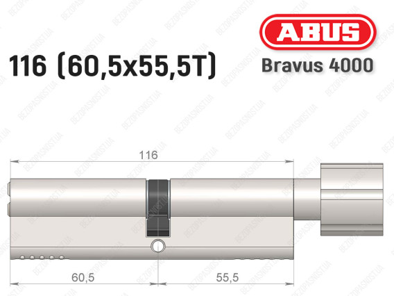 Цилиндр ABUS BRAVUS 4000 Compact, с тумблером, 115 мм (60х55Т)
