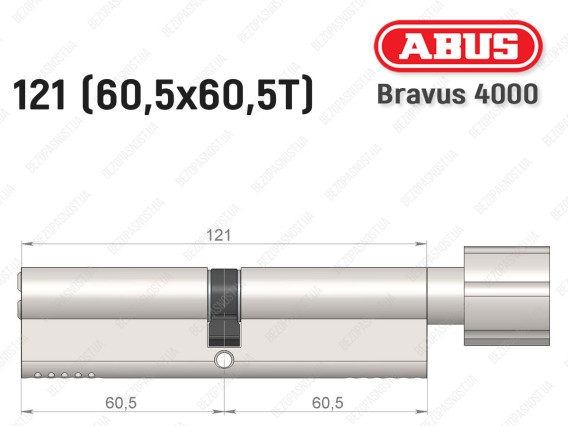 Цилиндр ABUS BRAVUS 4000 Compact, с тумблером, 120 мм (60х60Т)