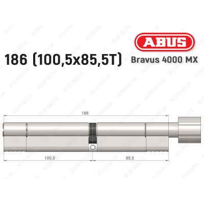 Циліндр ABUS BRAVUS 4000 MX, з тумблером, 185 (100х85T)