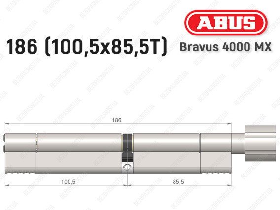 Циліндр ABUS BRAVUS 4000 MX, з тумблером, 185 (100х85T)