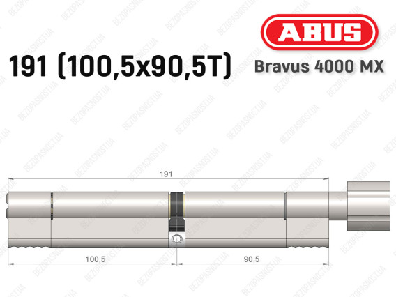 Циліндр ABUS BRAVUS 4000 MX, з тумблером, 190 (100х90T)