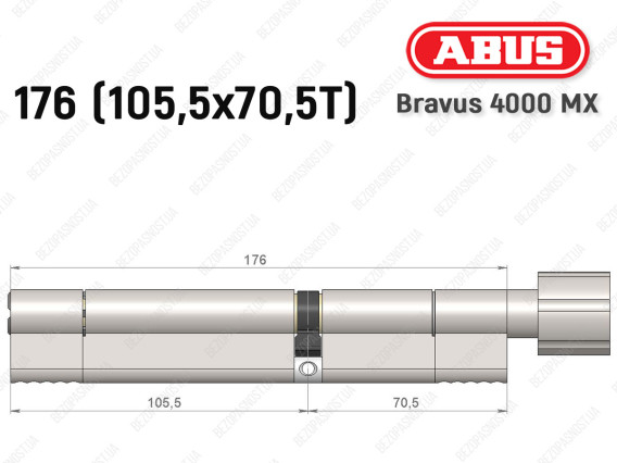 Циліндр ABUS BRAVUS 4000 MX, з тумблером, 175 (105х70T)