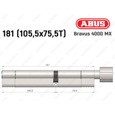 Циліндр ABUS BRAVUS 4000 MX, з тумблером, 180 (105х75T)