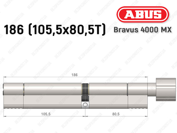 Циліндр ABUS BRAVUS 4000 MX, з тумблером, 185 (105х80T)