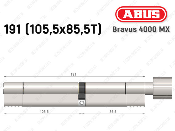 Циліндр ABUS BRAVUS 4000 MX, з тумблером, 190 (105х85T)