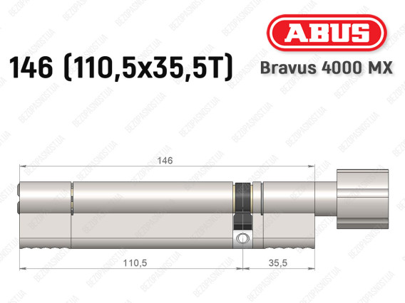 Циліндр ABUS BRAVUS 4000 MX, з тумблером, 145 (110х35T)