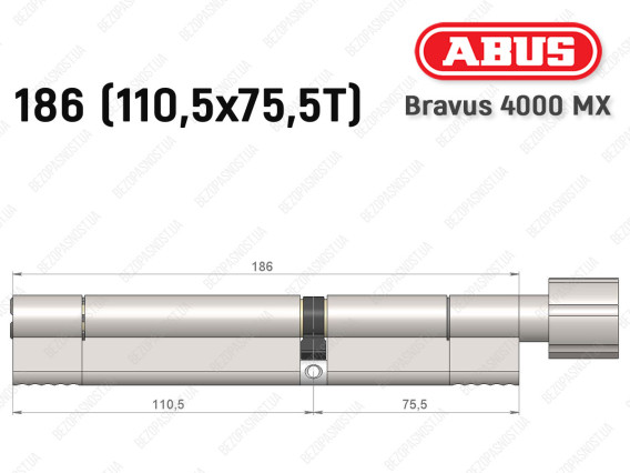 Циліндр ABUS BRAVUS 4000 MX, з тумблером, 185 (110х75T)