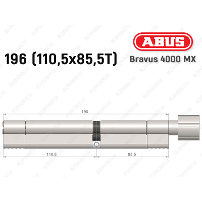 Цилиндр ABUS BRAVUS 4000 MX, с тумблером, 195 (110х85T)
