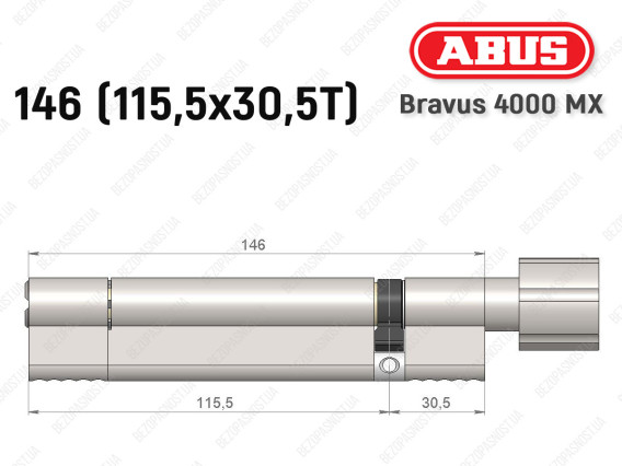 Циліндр ABUS BRAVUS 4000 MX, з тумблером, 145 (115х30T)