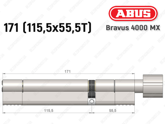 Циліндр ABUS BRAVUS 4000 MX, з тумблером, 170 (115х55T)