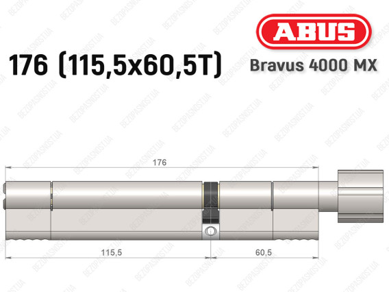 Циліндр ABUS BRAVUS 4000 MX, з тумблером, 175 (115х60T)