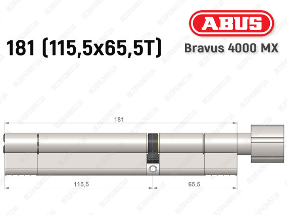 Циліндр ABUS BRAVUS 4000 MX, з тумблером, 180 (115х65T)