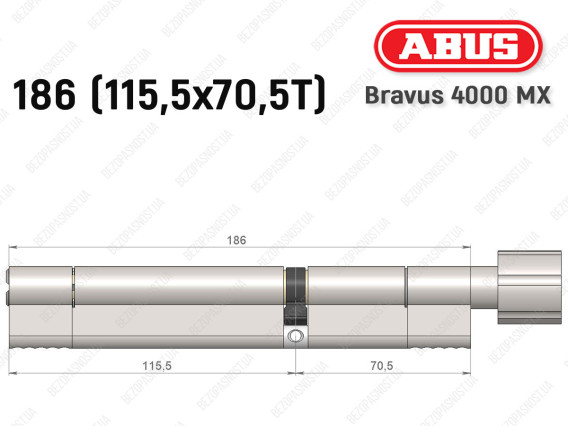 Циліндр ABUS BRAVUS 4000 MX, з тумблером, 185 (115х70T)