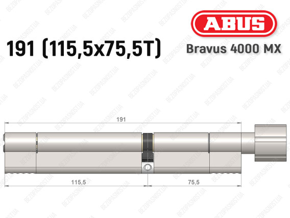 Циліндр ABUS BRAVUS 4000 MX, з тумблером, 190 (115х75T)