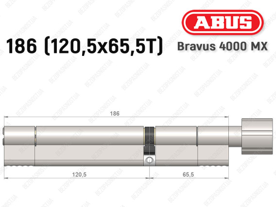 Цилиндр ABUS BRAVUS 4000 MX, с тумблером, 185 (120х65T)