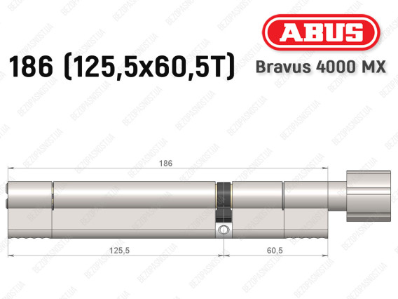 Циліндр ABUS BRAVUS 4000 MX, з тумблером, 185 (125х60T)