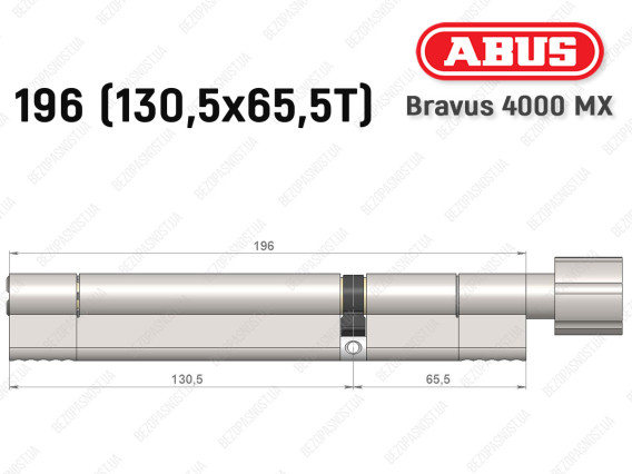 Циліндр ABUS BRAVUS 4000 MX, з тумблером, 195 (130х65T)