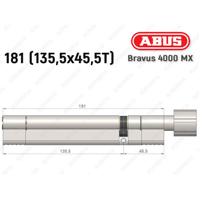 Цилиндр ABUS BRAVUS 4000 MX, с тумблером, 180 (135х45T)
