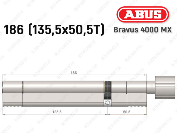 Циліндр ABUS BRAVUS 4000 MX, з тумблером, 185 (135х50T)