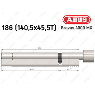Циліндр ABUS BRAVUS 4000 MX, з тумблером, 185 (140х45T)