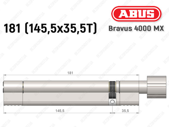 Циліндр ABUS BRAVUS 4000 MX, з тумблером, 180 (145х35T)