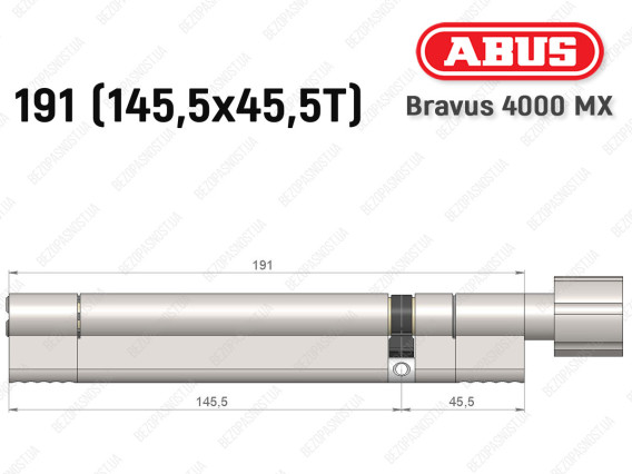 Циліндр ABUS BRAVUS 4000 MX, з тумблером, 190 (145х45T)