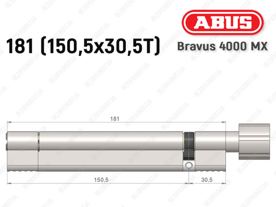 Циліндр ABUS BRAVUS 4000 MX, з тумблером, 180 (150х30T)