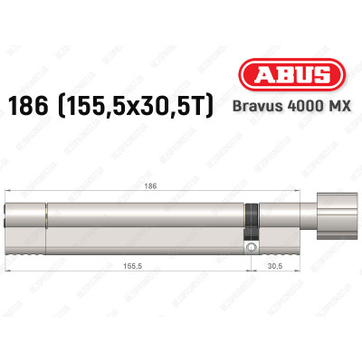 Циліндр ABUS BRAVUS 4000 MX, з тумблером, 185 (155х30T)