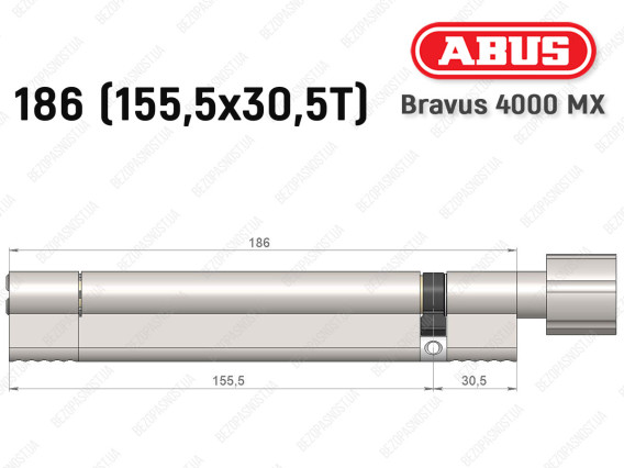 Циліндр ABUS BRAVUS 4000 MX, з тумблером, 185 (155х30T)