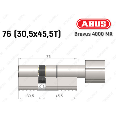 Цилиндр ABUS BRAVUS 4000 MX, с тумблером, 75 (30х45Т)