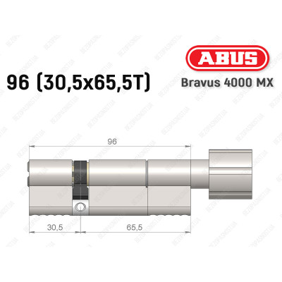Циліндр ABUS BRAVUS 4000 MX, з тумблером, 95 (30х65Т)