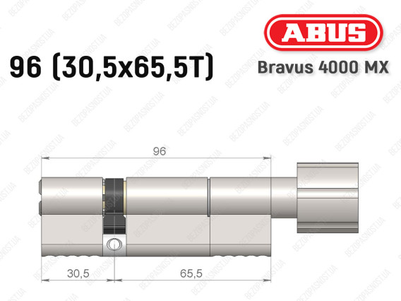 Циліндр ABUS BRAVUS 4000 MX, з тумблером, 95 (30х65Т)