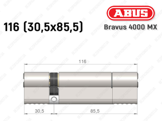 Цилиндр ABUS BRAVUS 4000 MX, ключ-ключ, 115 (30х85)