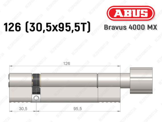 Циліндр ABUS BRAVUS 4000 MX, з тумблером, 125 (30х95T)