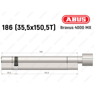 Циліндр ABUS BRAVUS 4000 MX, з тумблером, 185 (35х150T)