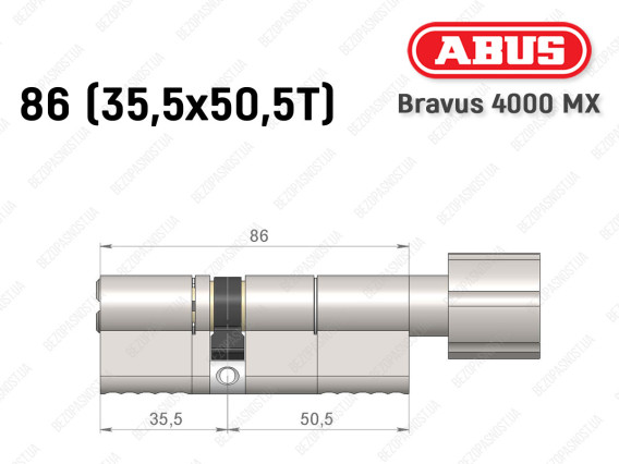 Цилиндр ABUS BRAVUS 4000 MX, с тумблером, 85 (35х50Т)