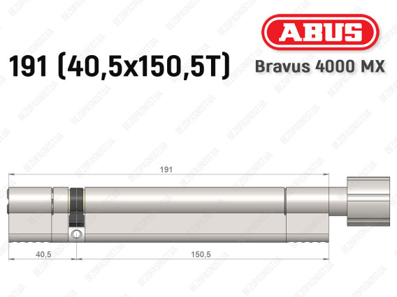 Циліндр ABUS BRAVUS 4000 MX, з тумблером, 190 (40х150T)