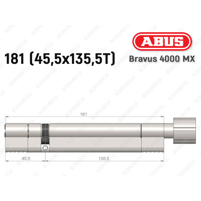 Цилиндр ABUS BRAVUS 4000 MX, с тумблером, 180 (45х135T)