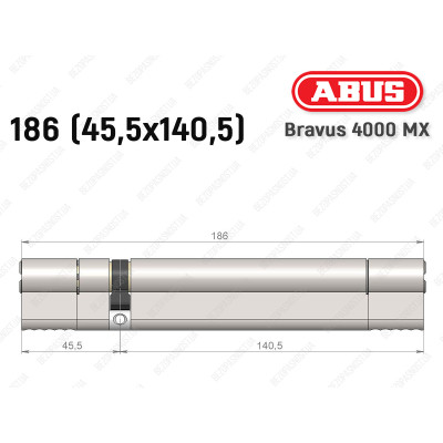 Циліндр ABUS BRAVUS 4000 MX, ключ-ключ, 185 (45х140)