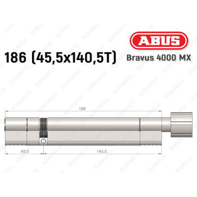Циліндр ABUS BRAVUS 4000 MX, з тумблером, 185 (45х140T)