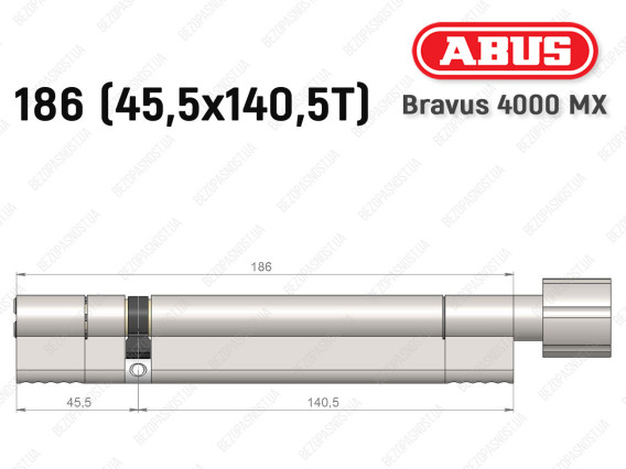 Циліндр ABUS BRAVUS 4000 MX, з тумблером, 185 (45х140T)