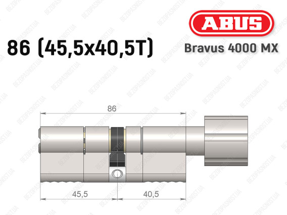 Цилиндр ABUS BRAVUS 4000 MX, с тумблером, 85 (45х40Т)