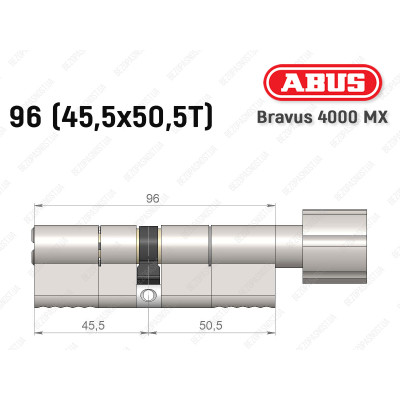 Циліндр ABUS BRAVUS 4000 MX, з тумблером, 95 (45х50Т)