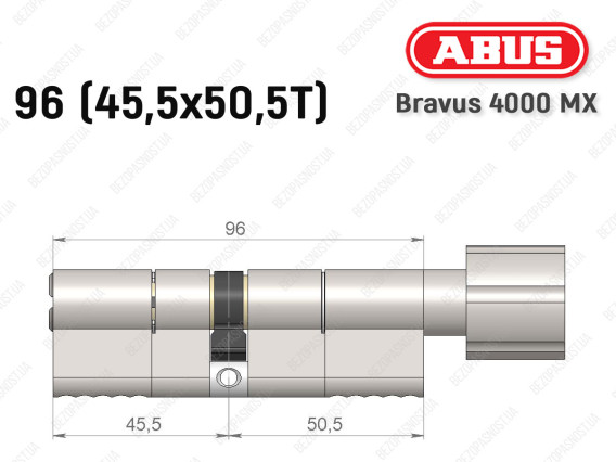 Циліндр ABUS BRAVUS 4000 MX, з тумблером, 95 (45х50Т)