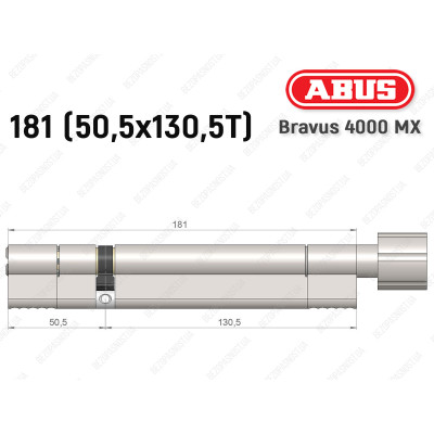 Цилиндр ABUS BRAVUS 4000 MX, с тумблером, 180 (50х130T)