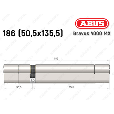 Циліндр ABUS BRAVUS 4000 MX, ключ-ключ, 185 (50х135)