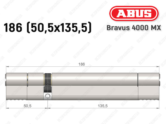 Циліндр ABUS BRAVUS 4000 MX, ключ-ключ, 185 (50х135)