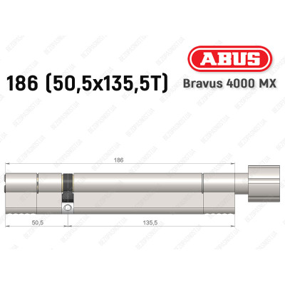 Циліндр ABUS BRAVUS 4000 MX, з тумблером, 185 (50х135T)