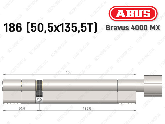 Циліндр ABUS BRAVUS 4000 MX, з тумблером, 185 (50х135T)