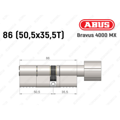 Циліндр ABUS BRAVUS 4000 MX, з тумблером, 85 (50х35Т)